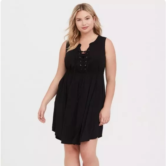 Torrid Mini Challis Lace-Up Shirt Dress Women's Size 2X - Picture 1 of 7
